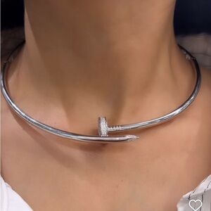 Nail Zircon Choker Necklace Luxury Minimalist